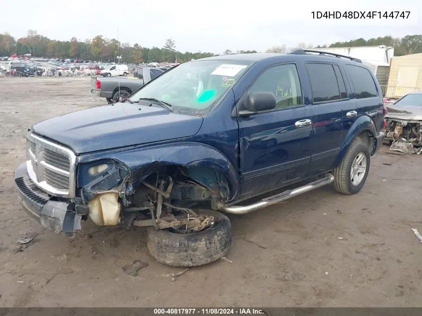 2004 Dodge Durango Slt VIN: 1D4HD48DX4F144747 Lot: 40817977