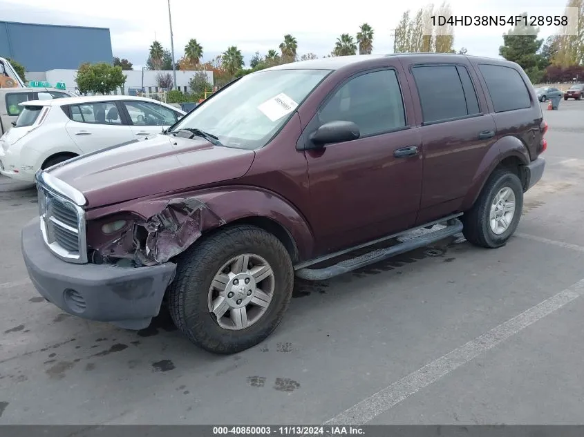 2004 Dodge Durango St VIN: 1D4HD38N54F128958 Lot: 40850003