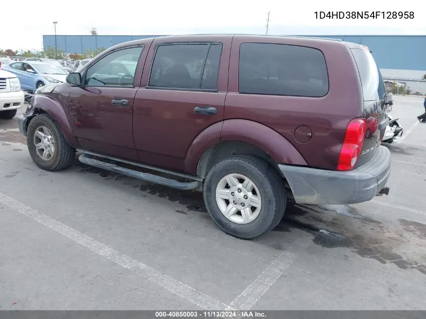 2004 Dodge Durango St VIN: 1D4HD38N54F128958 Lot: 40850003