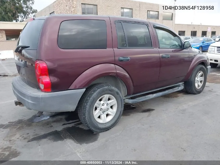 2004 Dodge Durango St VIN: 1D4HD38N54F128958 Lot: 40850003