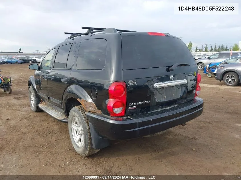 2005 Dodge Durango VIN: 1D4HB48D05F522243 Lot: 12090091