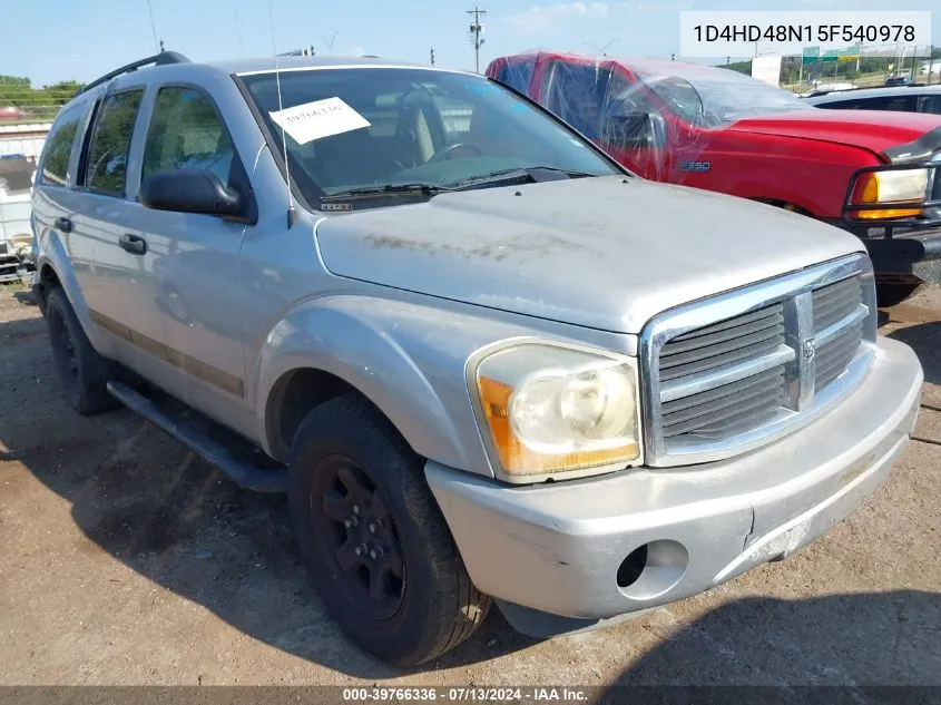 2005 Dodge Durango Slt VIN: 1D4HD48N15F540978 Lot: 39766336