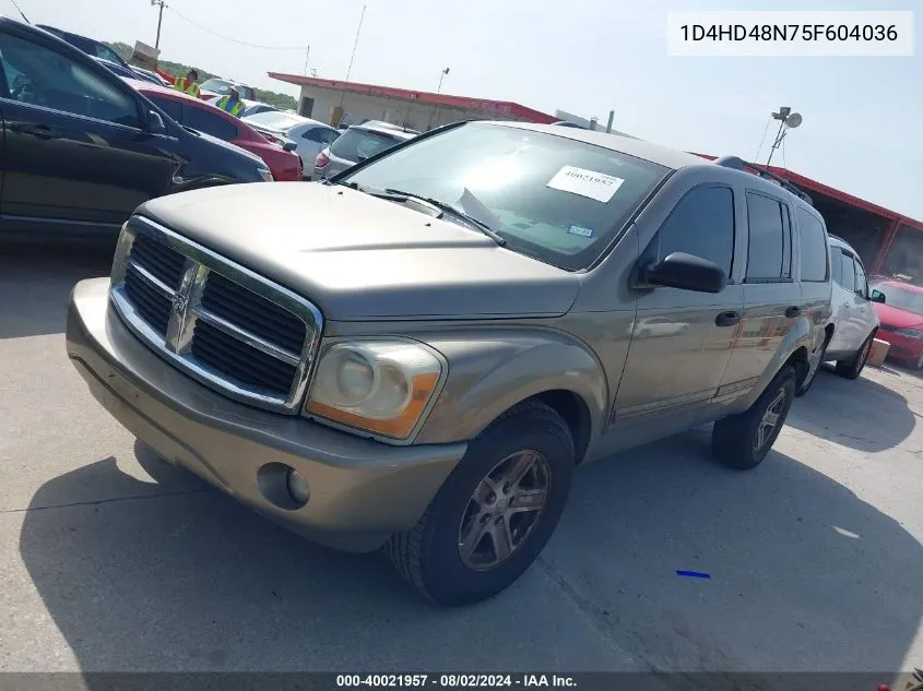 2005 Dodge Durango Slt VIN: 1D4HD48N75F604036 Lot: 40021957