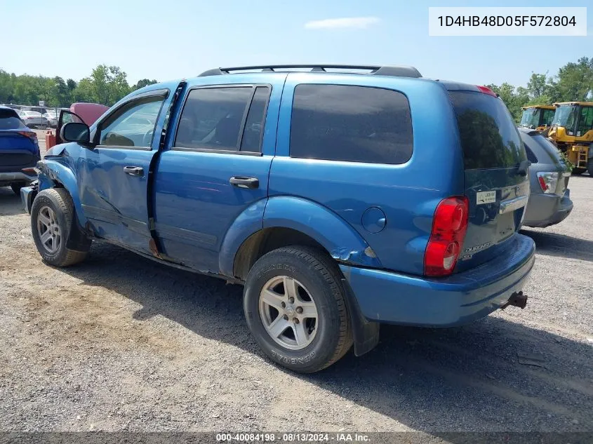 2005 Dodge Durango Slt VIN: 1D4HB48D05F572804 Lot: 40084198