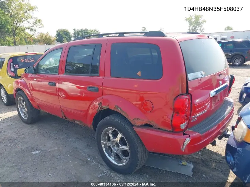 2005 Dodge Durango Slt VIN: 1D4HB48N35F508037 Lot: 40334136