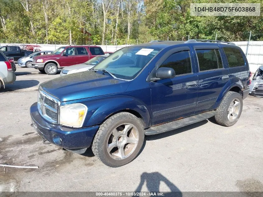 2005 Dodge Durango Slt VIN: 1D4HB48D75F603868 Lot: 40480375