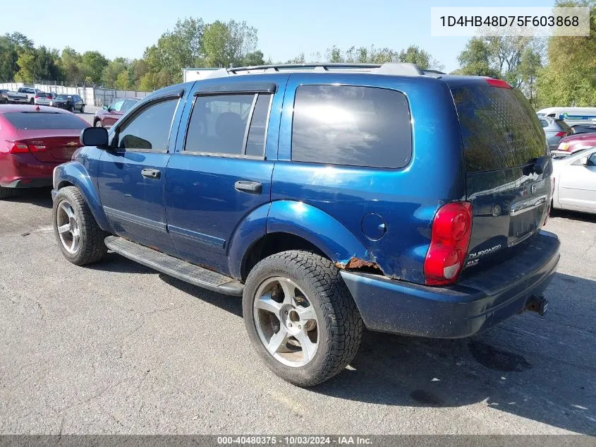 2005 Dodge Durango Slt VIN: 1D4HB48D75F603868 Lot: 40480375