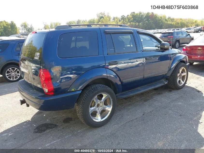 2005 Dodge Durango Slt VIN: 1D4HB48D75F603868 Lot: 40480375