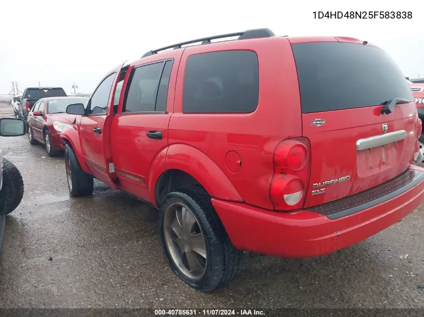 2005 Dodge Durango Slt VIN: 1D4HD48N25F583838 Lot: 40785631