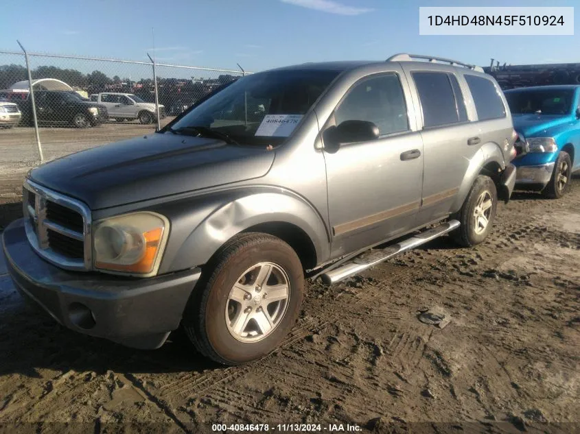 2005 Dodge Durango Slt VIN: 1D4HD48N45F510924 Lot: 40846478