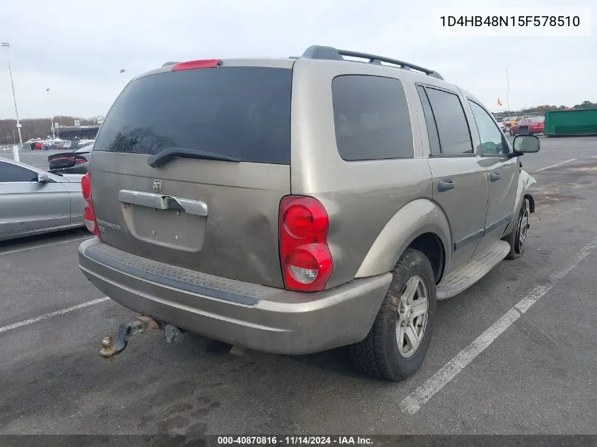 2005 Dodge Durango Slt VIN: 1D4HB48N15F578510 Lot: 40870816