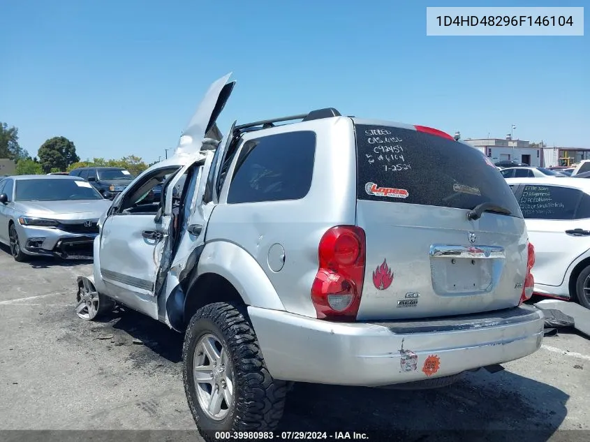 2006 Dodge Durango Slt VIN: 1D4HD48296F146104 Lot: 39980983