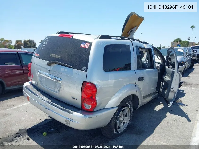 2006 Dodge Durango Slt VIN: 1D4HD48296F146104 Lot: 39980983