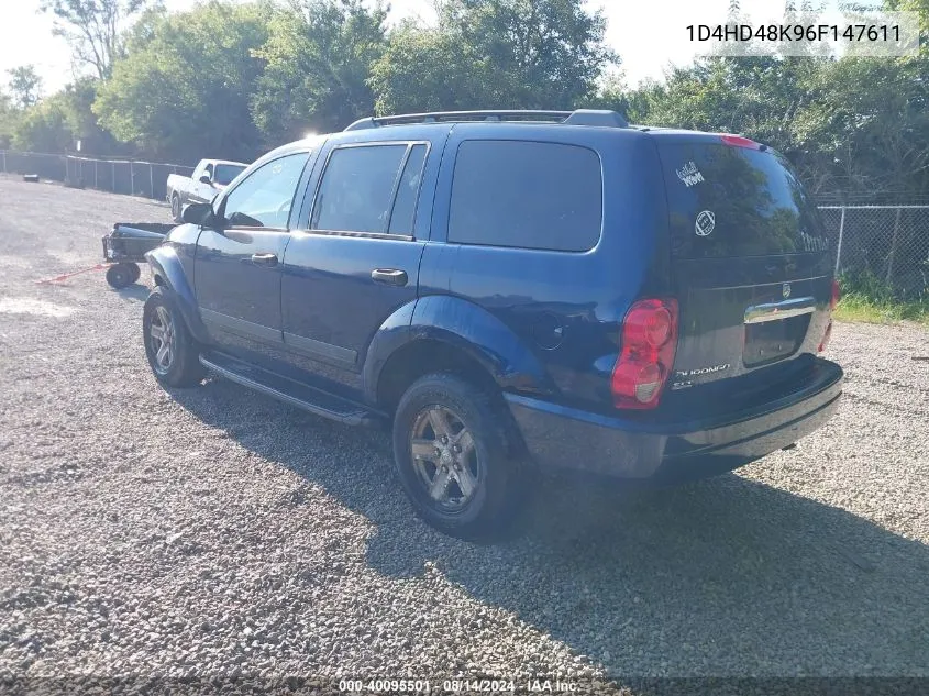 2006 Dodge Durango Slt VIN: 1D4HD48K96F147611 Lot: 40095501