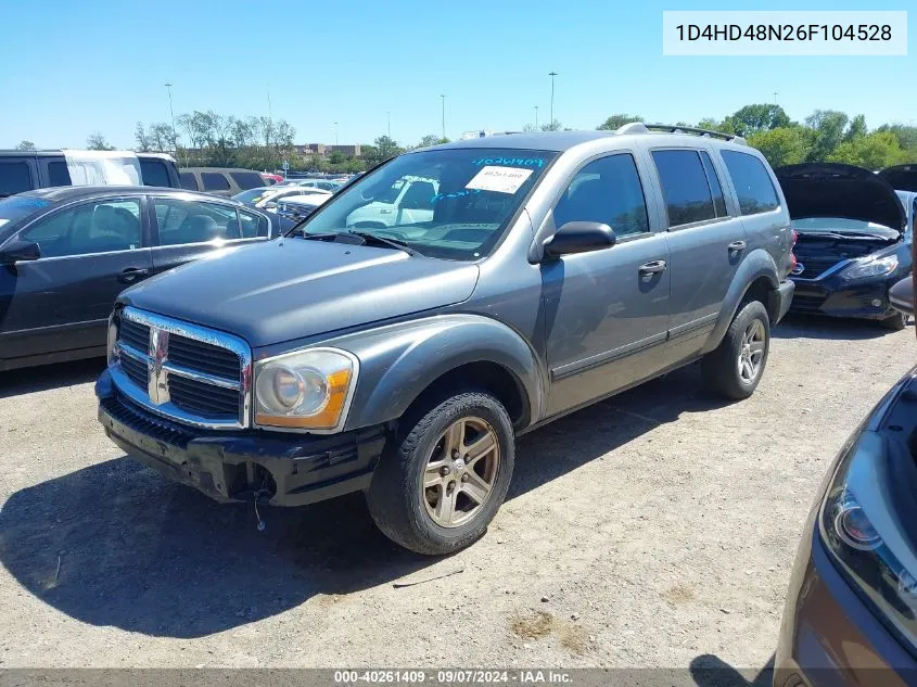 2006 Dodge Durango Slt VIN: 1D4HD48N26F104528 Lot: 40261409