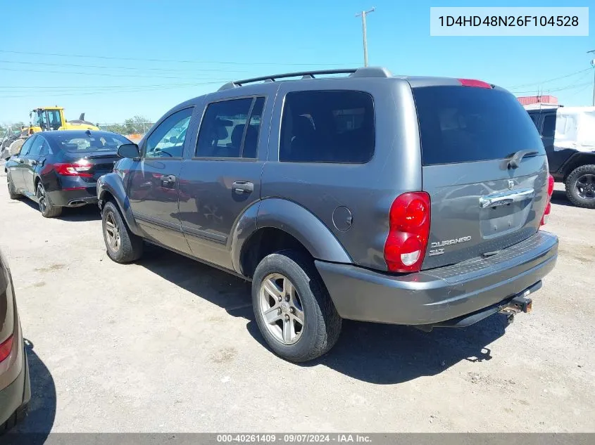 2006 Dodge Durango Slt VIN: 1D4HD48N26F104528 Lot: 40261409