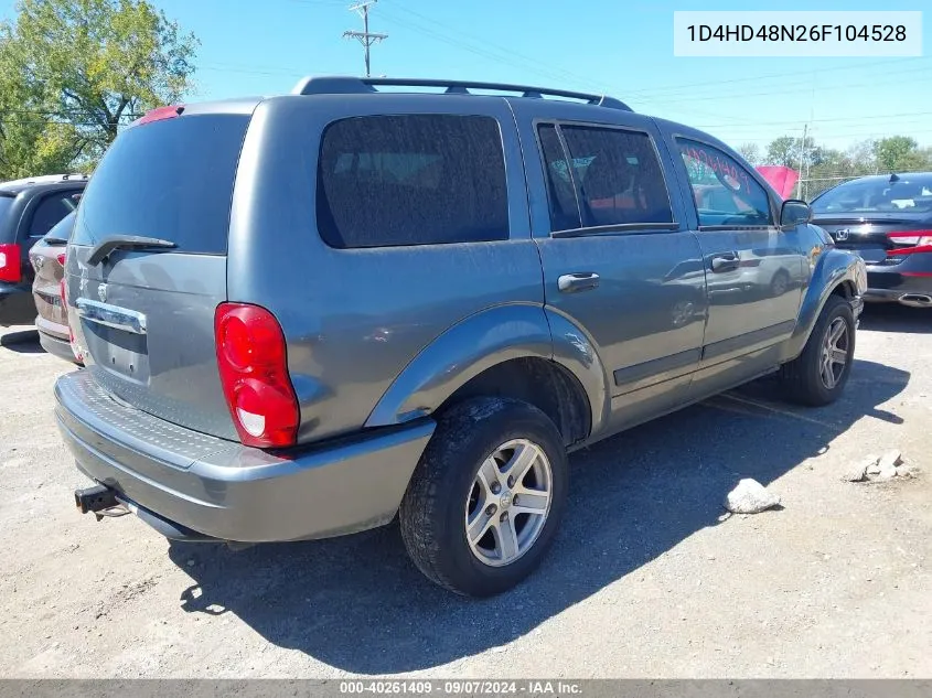 2006 Dodge Durango Slt VIN: 1D4HD48N26F104528 Lot: 40261409