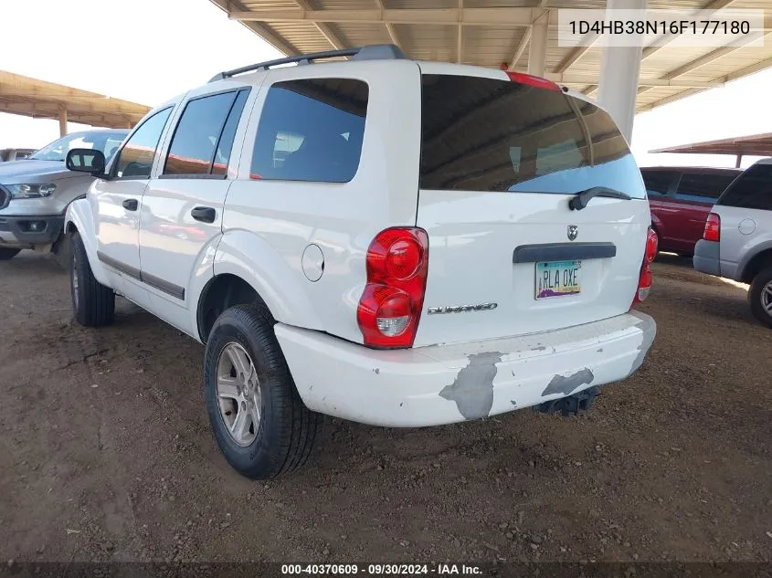 2006 Dodge Durango Sxt VIN: 1D4HB38N16F177180 Lot: 40370609