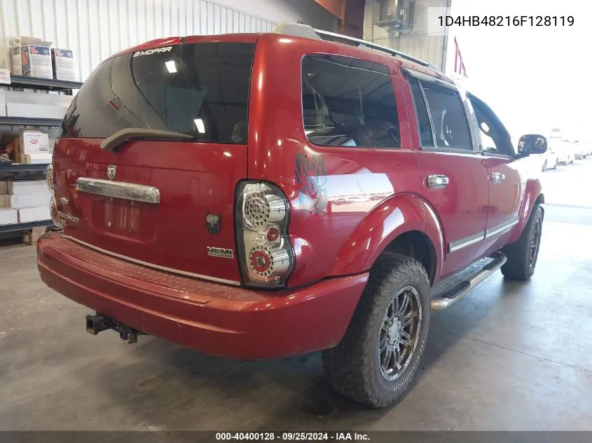 2006 Dodge Durango Slt VIN: 1D4HB48216F128119 Lot: 40400128