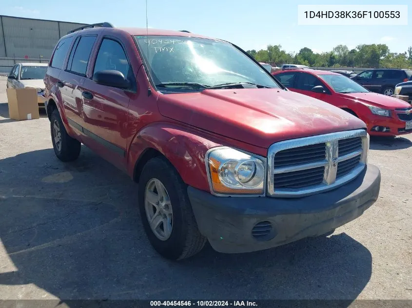 2006 Dodge Durango Sxt VIN: 1D4HD38K36F100553 Lot: 40454546