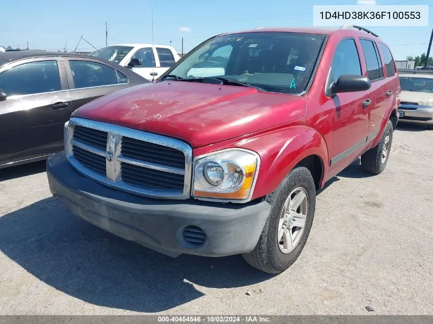 2006 Dodge Durango Sxt VIN: 1D4HD38K36F100553 Lot: 40454546