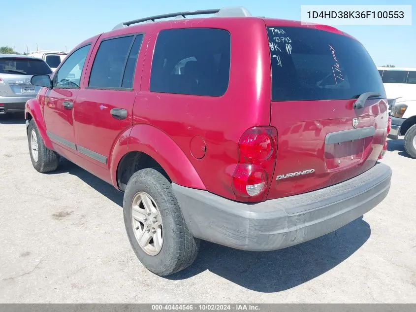 2006 Dodge Durango Sxt VIN: 1D4HD38K36F100553 Lot: 40454546