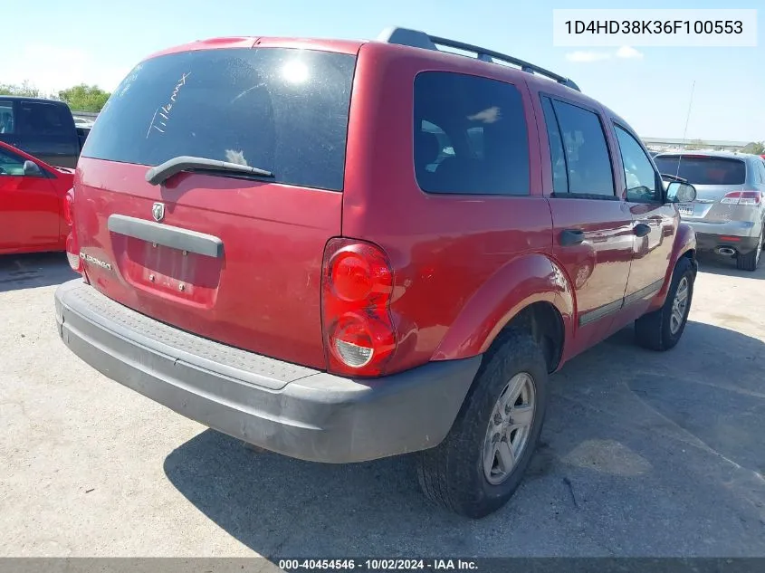 2006 Dodge Durango Sxt VIN: 1D4HD38K36F100553 Lot: 40454546