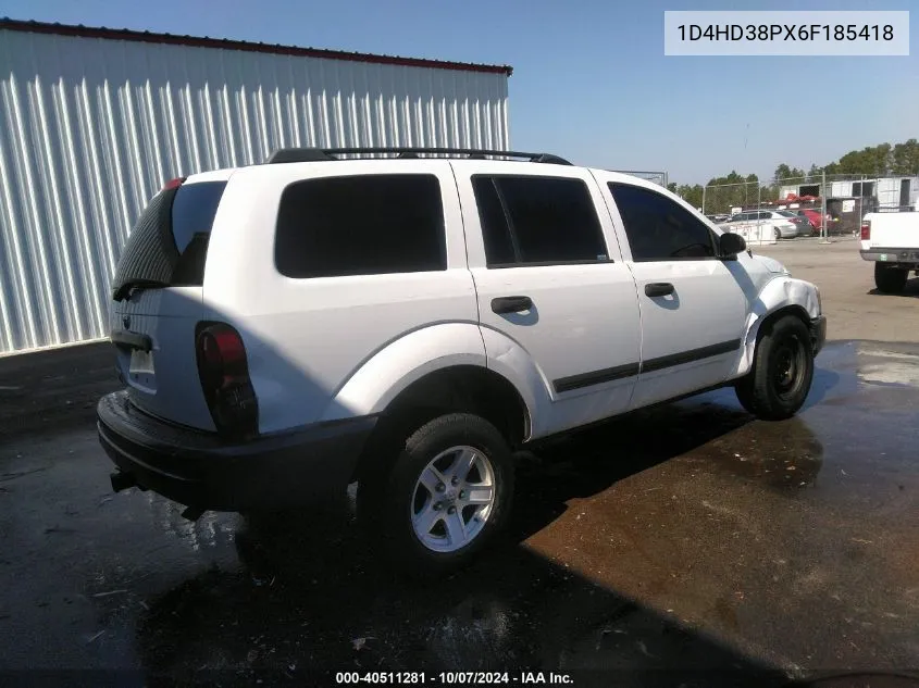 2006 Dodge Durango Sxt VIN: 1D4HD38PX6F185418 Lot: 40511281