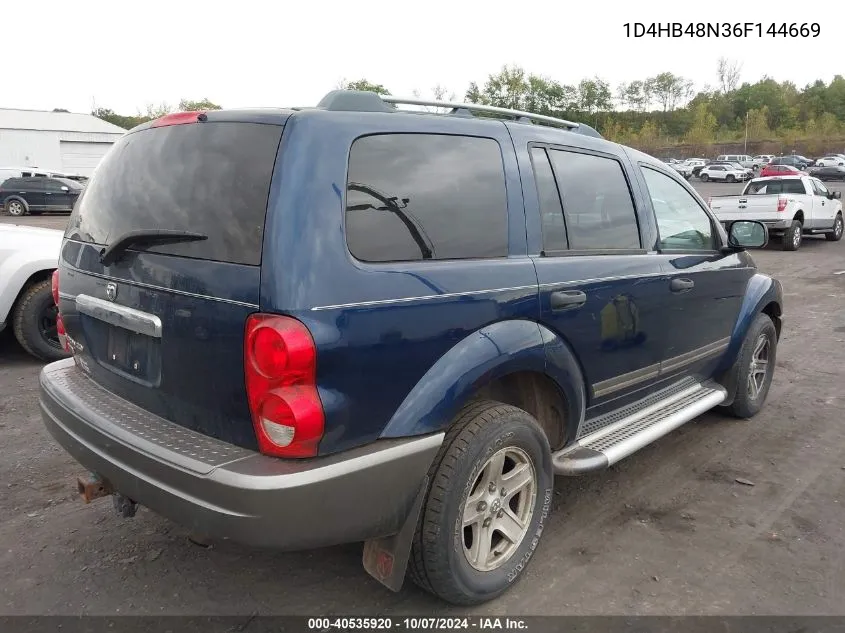 2006 Dodge Durango Slt VIN: 1D4HB48N36F144669 Lot: 40535920