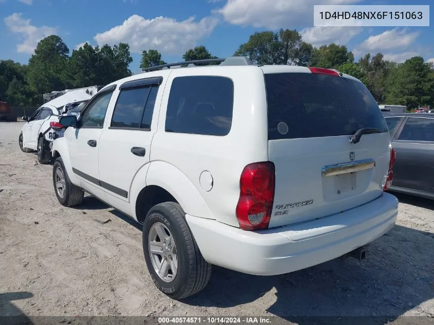 2006 Dodge Durango Slt VIN: 1D4HD48NX6F151063 Lot: 40574571