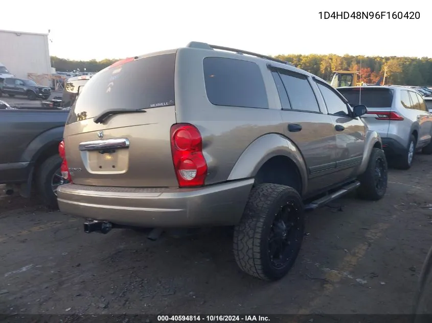 2006 Dodge Durango Slt VIN: 1D4HD48N96F160420 Lot: 40594814