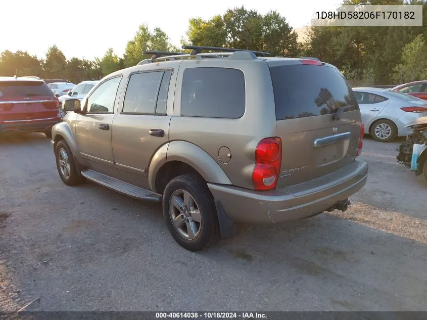 2006 Dodge Durango Limited VIN: 1D8HD58206F170182 Lot: 40614038