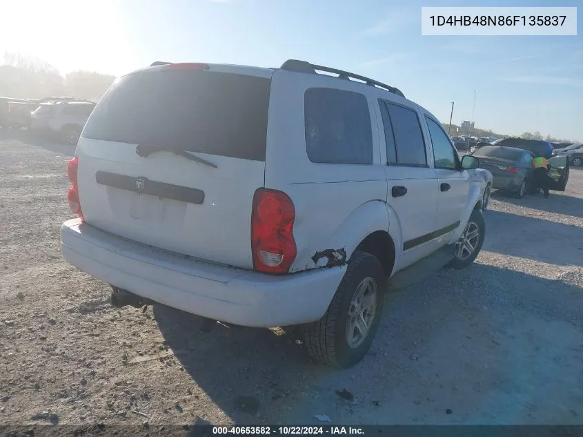 2006 Dodge Durango Slt VIN: 1D4HB48N86F135837 Lot: 40653582