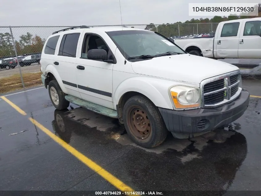 1D4HB38N86F129630 2006 Dodge Durango Sxt