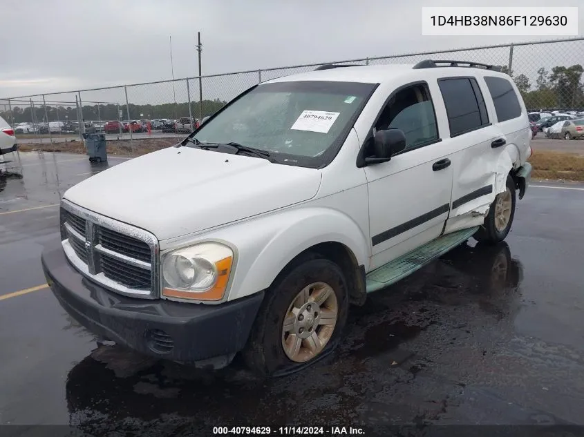 1D4HB38N86F129630 2006 Dodge Durango Sxt