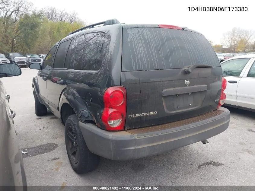 2006 Dodge Durango Sxt VIN: 1D4HB38N06F173380 Lot: 40821492