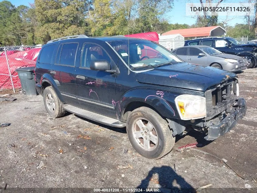 2006 Dodge Durango Limited VIN: 1D4HD58226F114326 Lot: 40831208