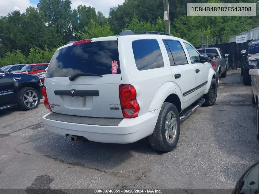 2007 Dodge Durango Slt VIN: 1D8HB48287F543308 Lot: 39746051