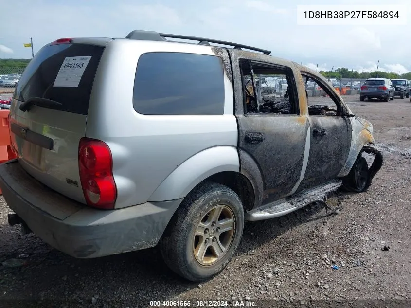 2007 Dodge Durango Sxt VIN: 1D8HB38P27F584894 Lot: 40061565