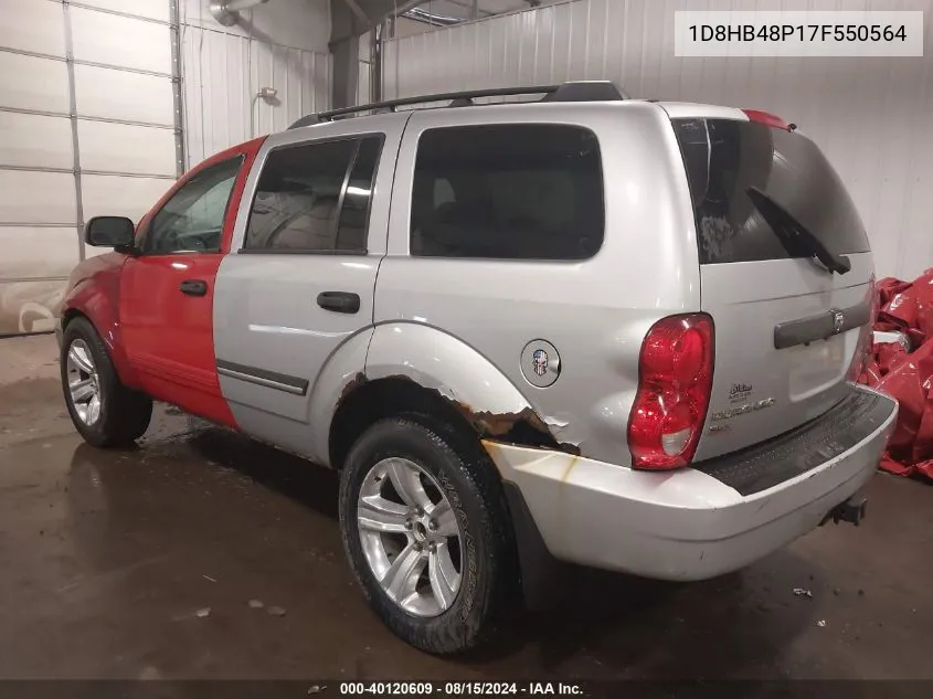 2007 Dodge Durango Slt VIN: 1D8HB48P17F550564 Lot: 40120609