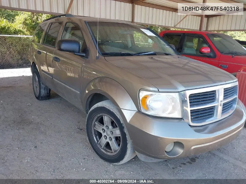 2007 Dodge Durango Slt VIN: 1D8HD48K47F540318 Lot: 40302764