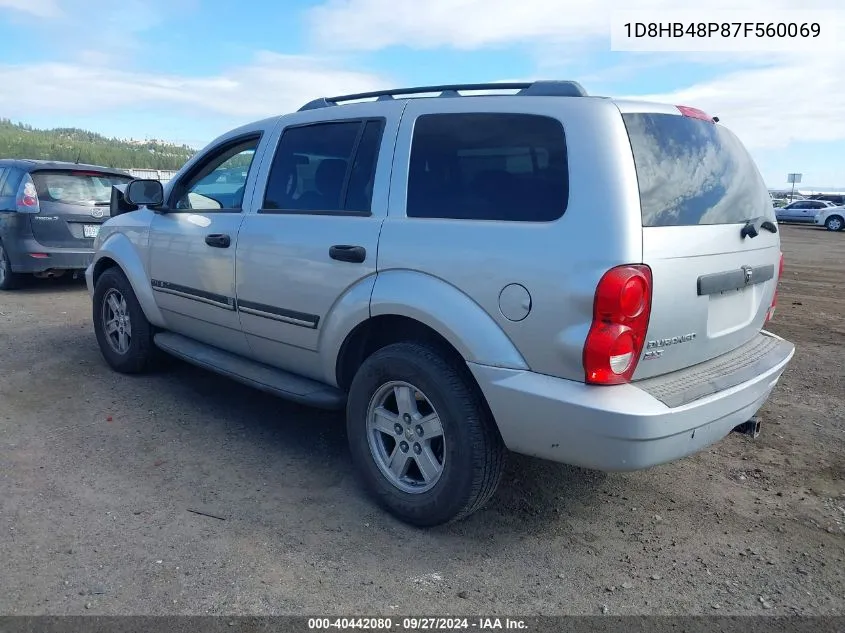 2007 Dodge Durango Slt VIN: 1D8HB48P87F560069 Lot: 40442080