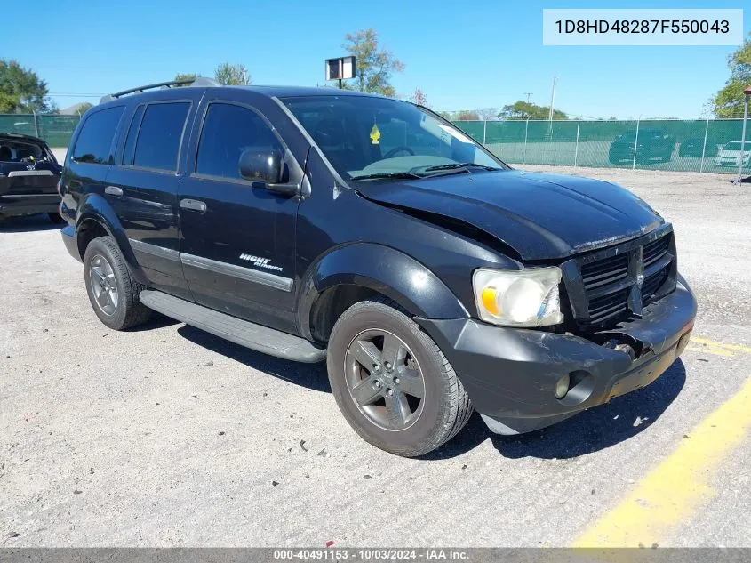 2007 Dodge Durango Slt VIN: 1D8HD48287F550043 Lot: 40491153