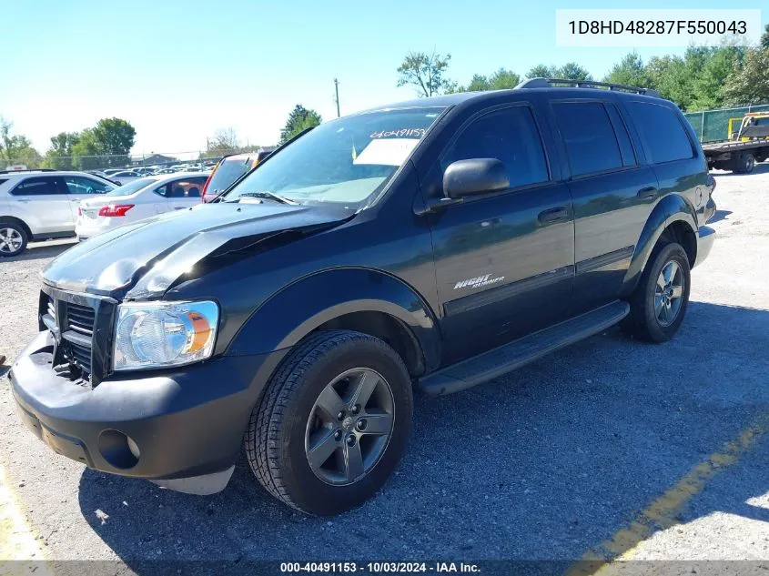 2007 Dodge Durango Slt VIN: 1D8HD48287F550043 Lot: 40491153