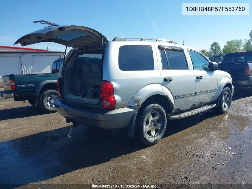 2007 Dodge Durango Slt VIN: 1D8HB48P57F553760 Lot: 40499219