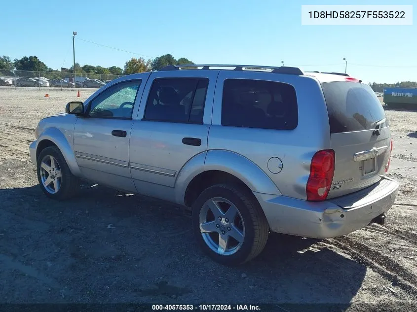 2007 Dodge Durango Limited VIN: 1D8HD58257F553522 Lot: 40575353