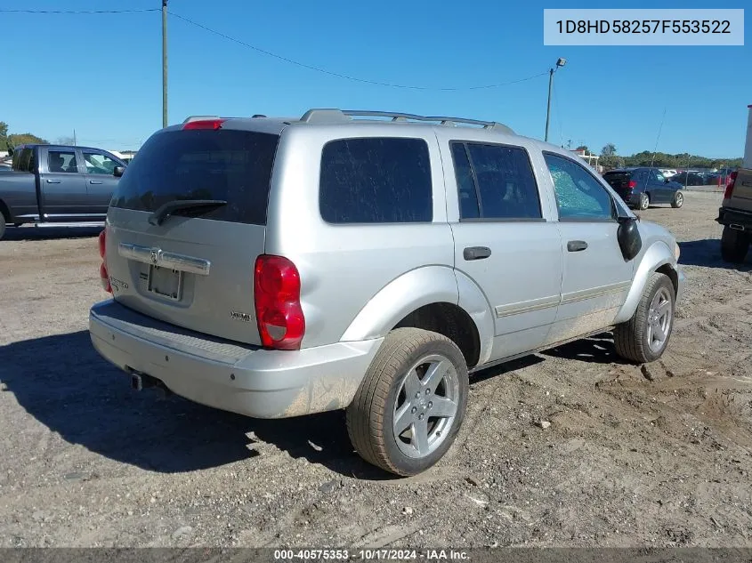 2007 Dodge Durango Limited VIN: 1D8HD58257F553522 Lot: 40575353