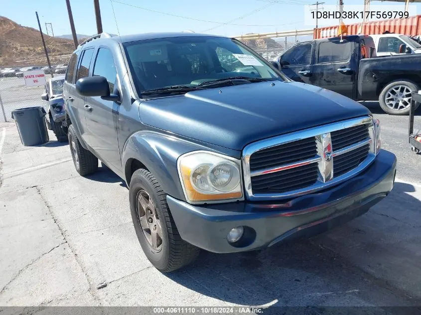 2007 Dodge Durango Sxt VIN: 1D8HD38K17F569799 Lot: 40611110