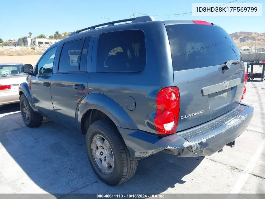 2007 Dodge Durango Sxt VIN: 1D8HD38K17F569799 Lot: 40611110