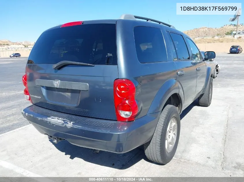 2007 Dodge Durango Sxt VIN: 1D8HD38K17F569799 Lot: 40611110